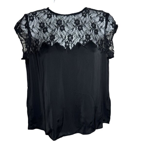 J. Crew Satin Lace Top Womens size XS Black Feminine Romantic blouse J.CREW NWT - Picture 1 of 13